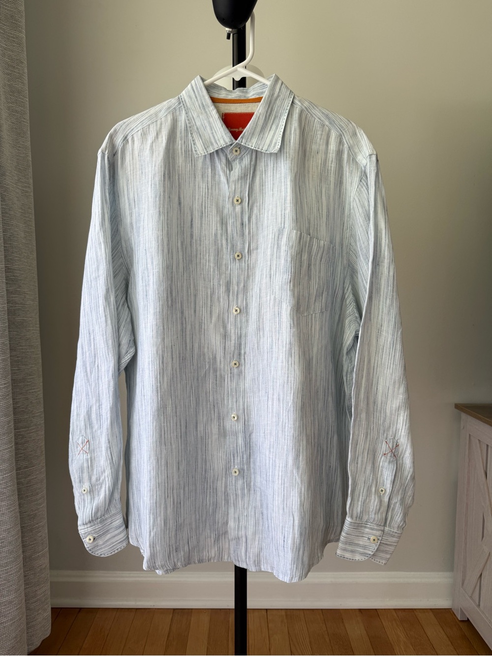 Tommy Bahama Light Blue Striped Long Sleeve Button-Up Shirt